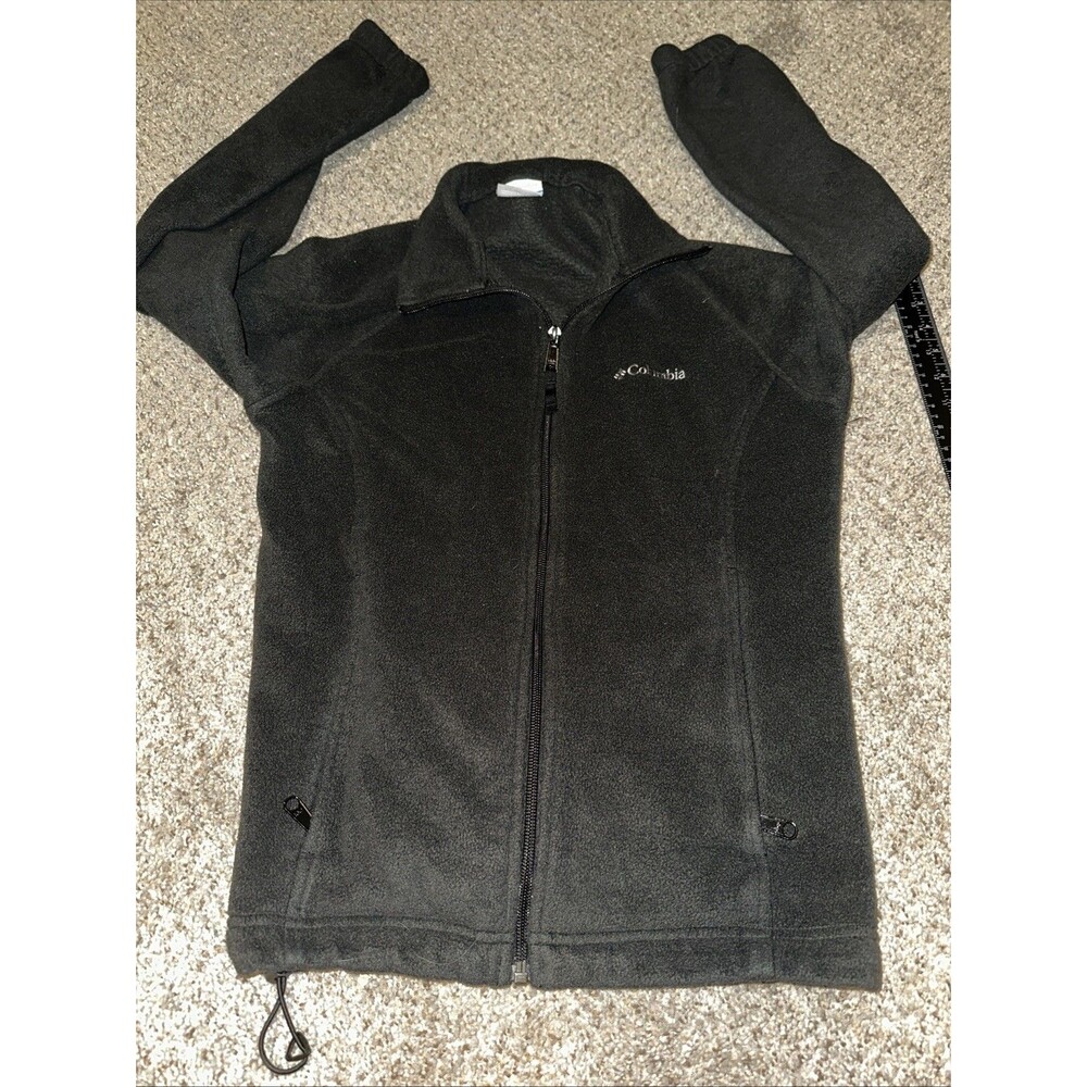 Columbia Fleece Jacket Mens Black Long Sleeve Full Zip Outdoor Pocket Size Small